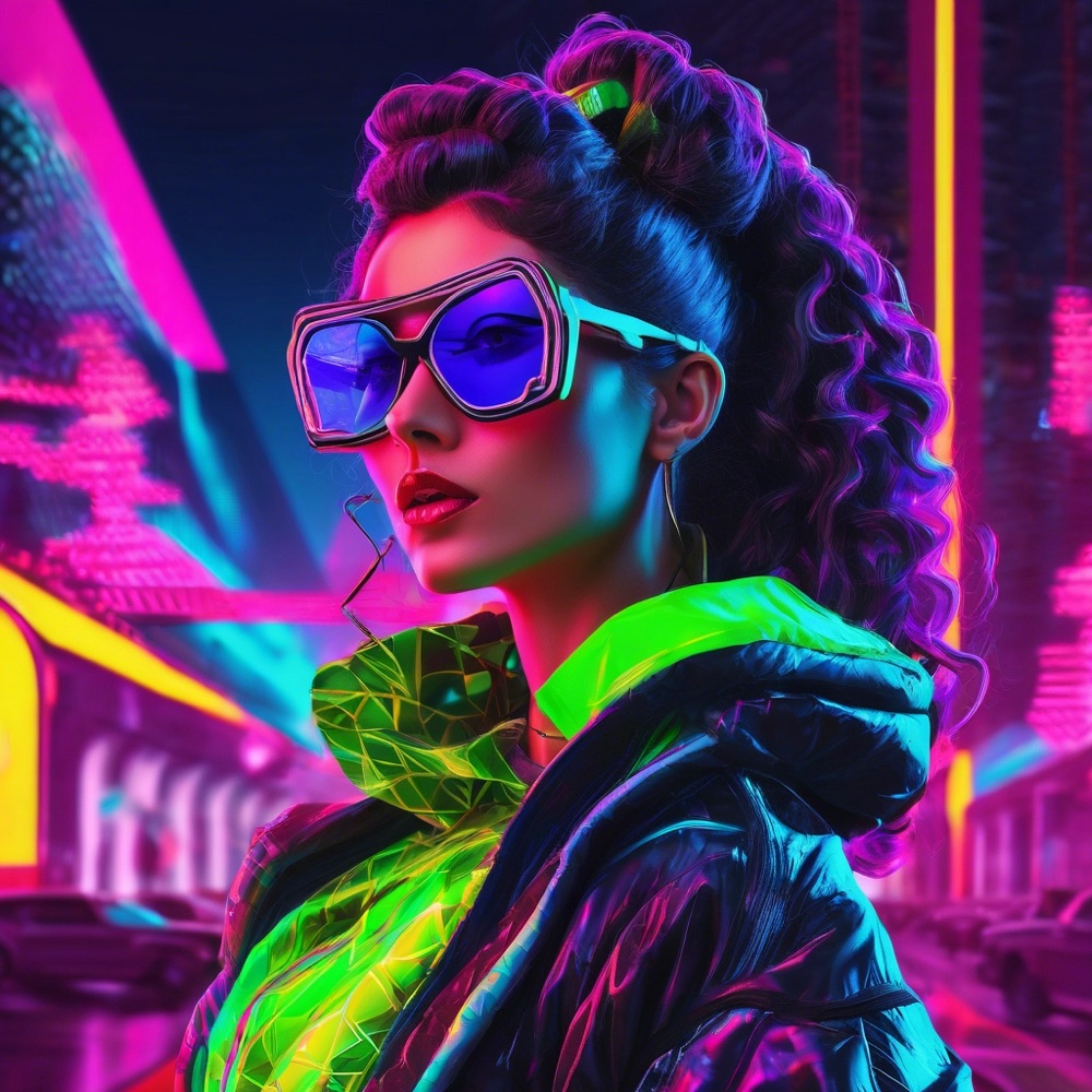 Neon retro fashion illustration